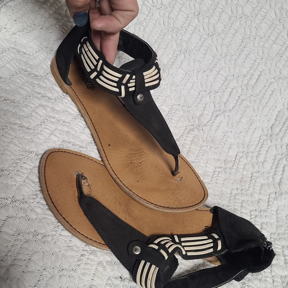 Black beaded women's sandals